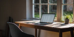 DSCR loan analysis on a laptop.