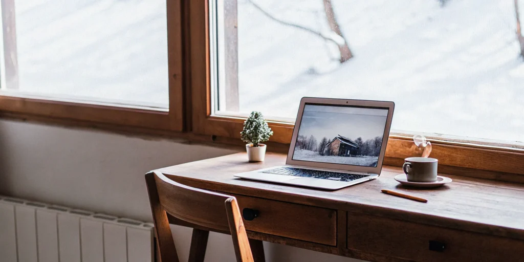 A laptop on a desk used to get a VA home loan certificate of eligibility.