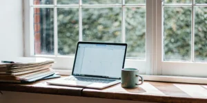 A person calculating their VA home loan payment on a laptop.