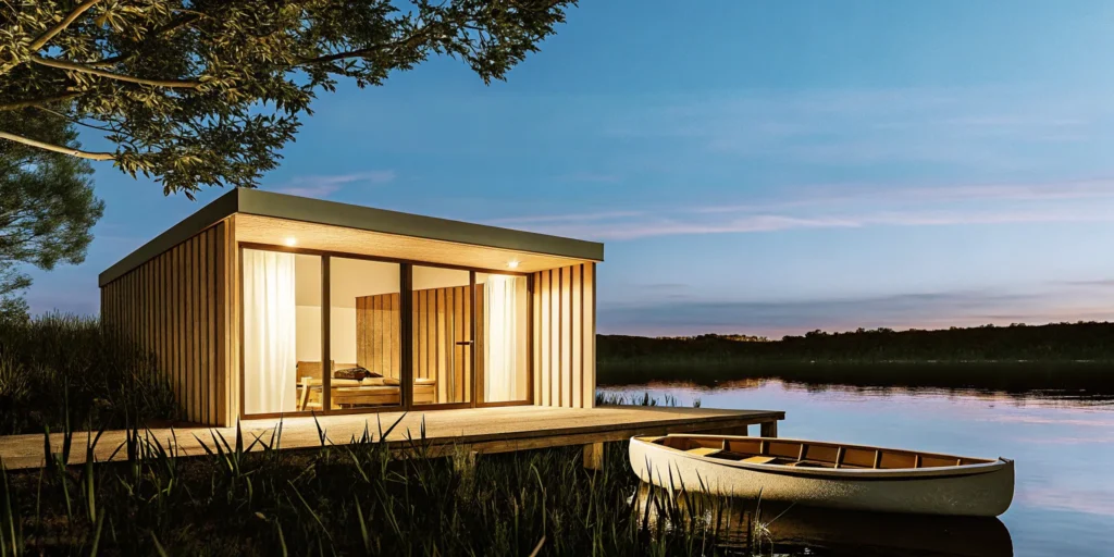 A modern lakefront second home made possible by one of the best mortgage lenders.