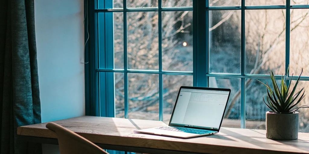 Laptop on a desk displaying a California FHA loan calculator.