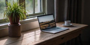 Applying for an FHA pre approval online from a home desk with a laptop.