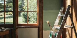 A home being painted during a renovation project funded by a home renovation loan.