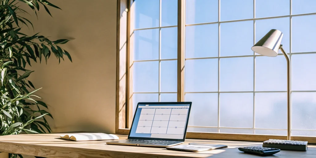 A laptop on a desk with an FHA loan calculator for determining qualifying income.