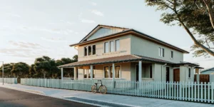 A two-story second home and the minimum down payment needed for a conventional loan.