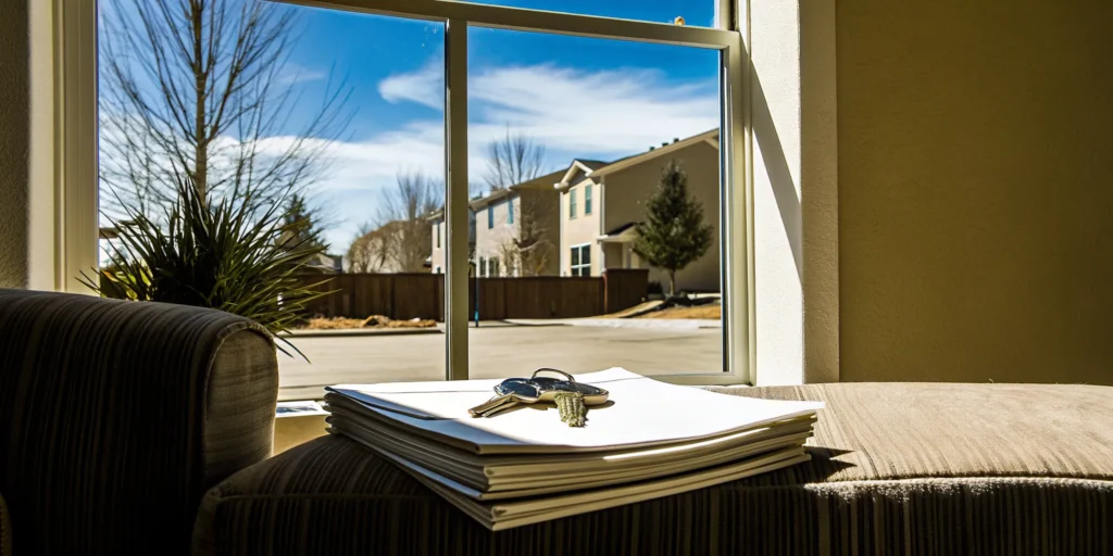 House keys on paperwork for a mortgage with closing costs included.