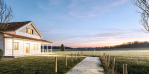 A beautiful rural home at dusk, financed by one of the best USDA loan lenders.