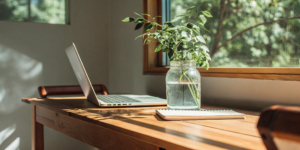 Laptop on a desk used to calculate a permanent mortgage rate buydown.