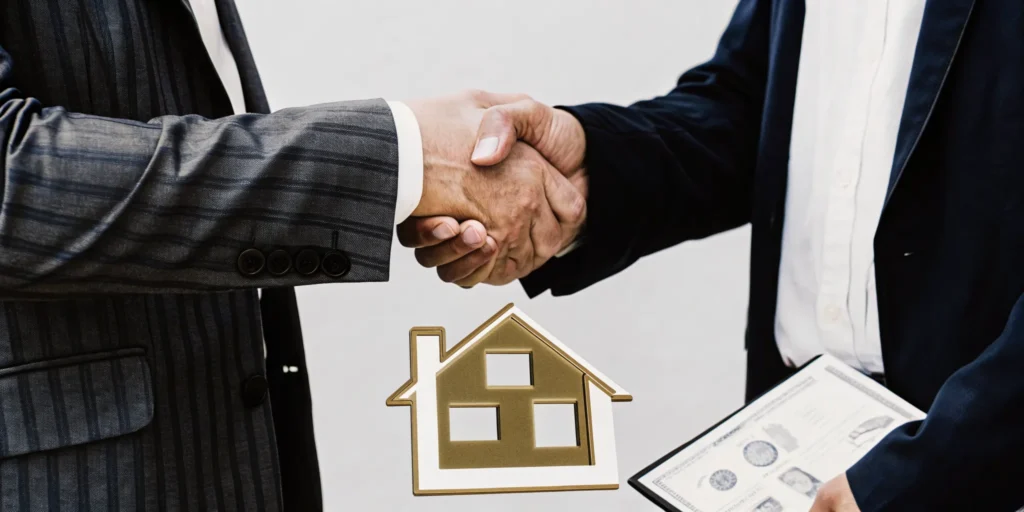 A homebuyer and lender shake hands on a deal for the lender to pay the closing costs.